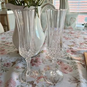 Cristal d’Arques Longchamp Crystal Champagne Flutes Set of 2